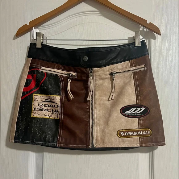 Jaded London Brown and Cream Patchwork Skirt Set - Picture 5 of 7